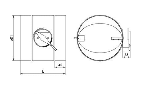 Serranda di Chiusura diam.250 mm Regolazione aria per Canale o Tubazione Flessibile