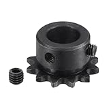 Kozelo Rollenritzel B-Typ - [12 Zähne x 12mm ID] Kohlenstoffstahl mit 2 Stück Schraubenkettenritzel für Fräs- und Bohrmaschinen ISO 04C Verwendung | 1/4 Zoll Steigung, #25 Kette