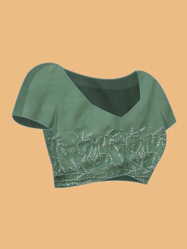 Image of Ada Hand Embroidered Lucknowi Chikankari Georgette Saree for Women with Unstitched Blouse Piece Tepchi Saree-3590