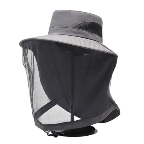 Fiskenäthatt – bi-säker huvudmössa, full täckning andningsbar huvudbonad, utomhusutrustning för sommarträdgårdsarbete biodling mörkgrå
