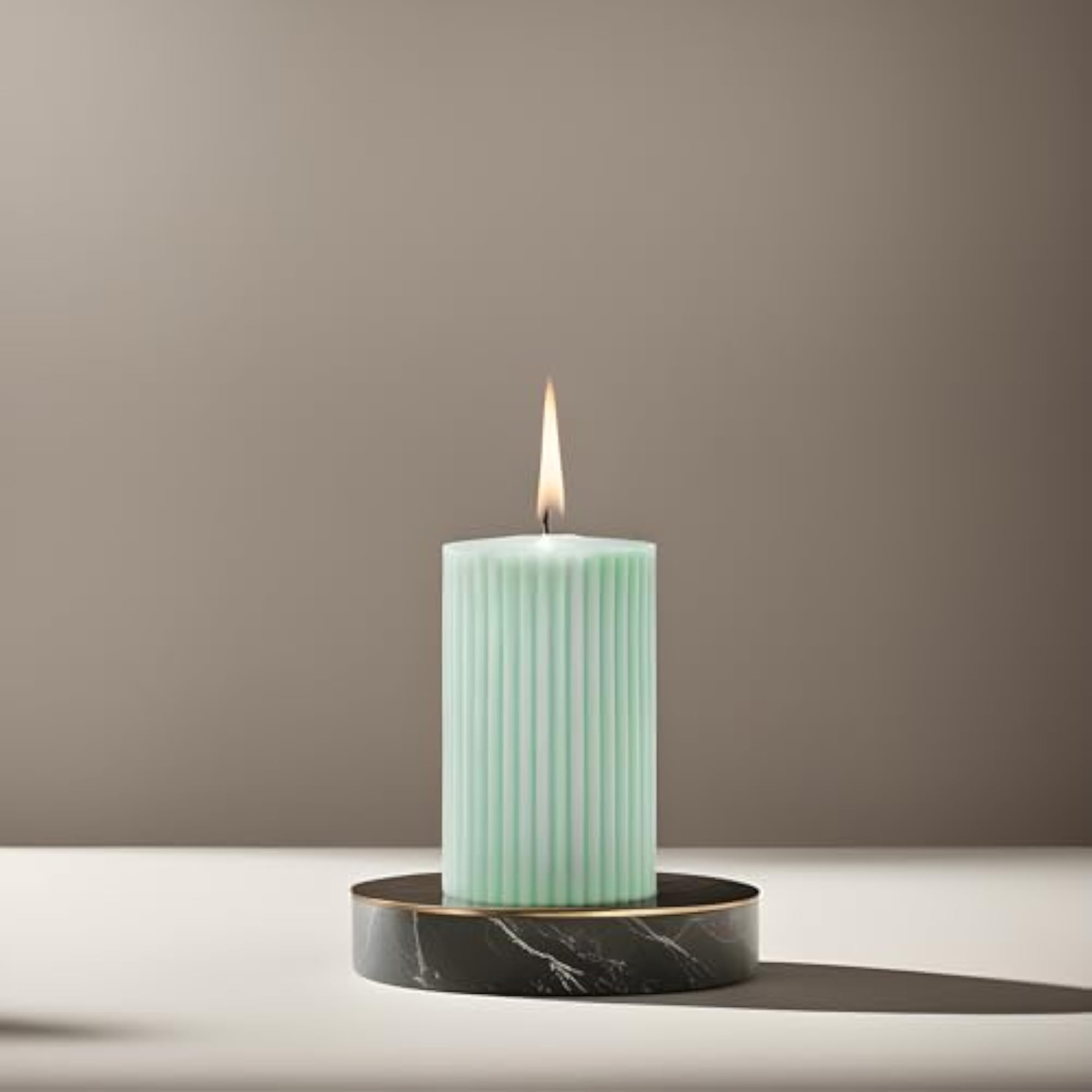 Ribbed Scented Pillar Candle Set of 3 Green