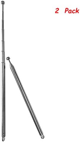 Radio Antenna, FM Portable Telescopic Antenna TV Radio DAB AM/FM Stereo Reception 7 Section (2 Pack)