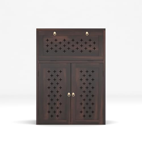 Image of Solid Wooden Inverter Battery Cabinet | Single Battery Box | Wooden Inverter Battery Cabinet | Battery Box | Sheesham Wood, Standard (Walnut)