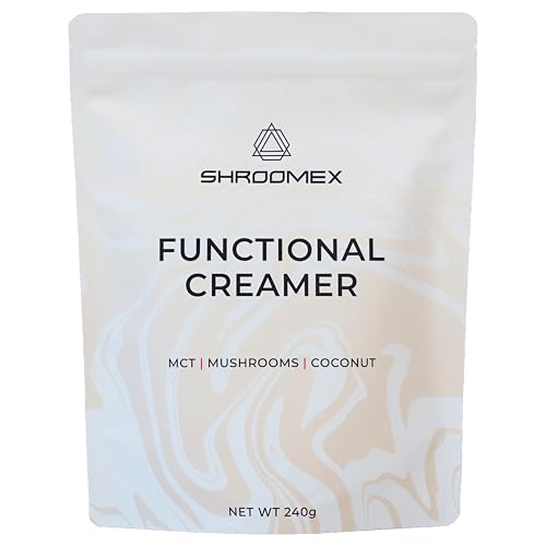 Shroomex Functional Creamer Pure Blend of Lions Mane MCT Lucuma & Coconut Milk Powder | Focus Energy & Wellbeing | 240g 30 Servings | Verified Potency | Lab Tested | UK Made