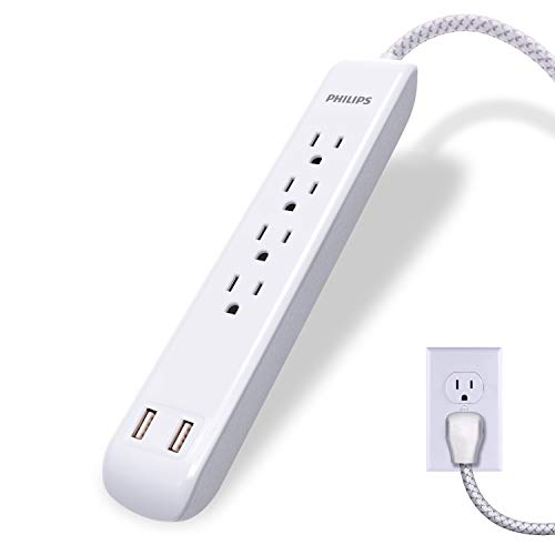 Philips 4 Outlet Power Strip Surge Protector with 2 USB Ports - image 1