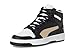 Puma, Unisex-Child, Rebound Layup Mid Hook and Loop, Puma Black-Puma Gold-Puma White, Big Kid 4 US