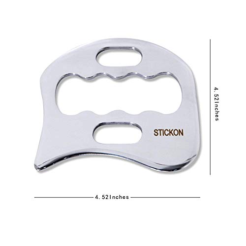 Image of Stainless Steel Gua Sha Scraping Massage Tool - STICKON IASTM Tools Great Soft Tissue Mobilization Tool (K Shape)