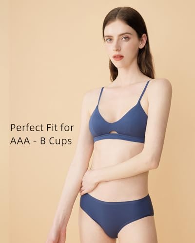 Image of Organic Pima Cotton Bra Wireless Padded Bralette Breathable Comfortable Bras for Women Everyday Triangle Bralette