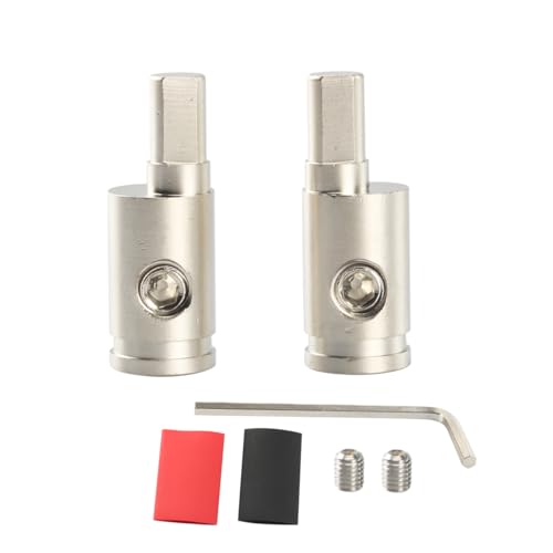 Amplifier Audio Amp Input Reducers 4 Gauge to 4 Ga Offset Reducer Nickel Plated Brass Wire Terminal Connector 2PCS with Adhesive Heat Shrink Tube