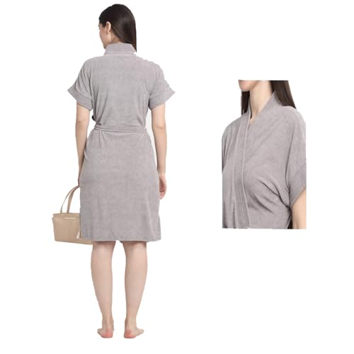 Terry Bathrobe Collection With kimono collar and 1 Pocket,Half Sleeve Bath Robe Very Soft Light Weight, Highly -Perfect for Gym, Shower, Spa, l, Nightwear, Gift, Free Size