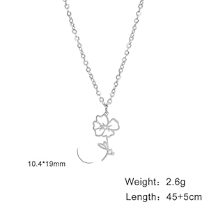 Kkjoy birth month flower necklace stainless steel 12 month birthday flower pendant necklace best friend necklace jewellery gifts for women  urban country home decor