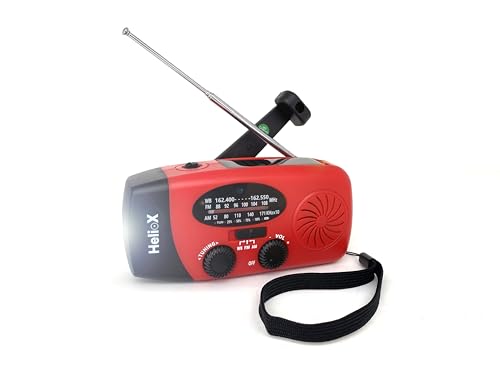 Radio Solar portátil con Am/FM Alarma SOS y Dinamo de manivela, Cargador de móvil USB, Linterna LED, Alarma acustica de emergencias (Powerbank Recargable de 6000 mAh)