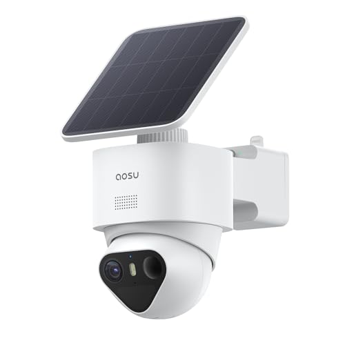 aosu 4K Caméra Surveillance WiFi Extérieure sans Fil,8MP Camera Exterieur Solaire,Vision Nocturne TrueColor,Triple Détection (PIR+Radar+IA),Suivi Automatique à...
