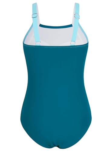 Image of Belovance Girls Swimsuits One Piece Bathing Suit Solid Color Block Tween Swimming Suit Beach Swimwear Quick Dry 5-14 Years