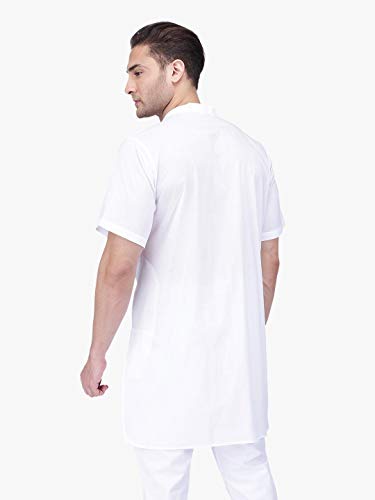 Rajubhai Hargovindas Men's White Fine Cotton Long Kurta | Round Neck | 10 Colours |