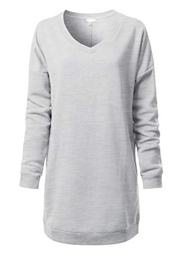 Design by Olivia Women's Casual Oversized Loose Fit V-Neck Fleece