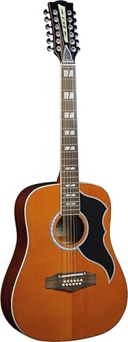 EKO GUITARS – Ranger XII VR EQ Natural Top Stained, Guitare Acoustique Électrifiée 12 Cordes, avec Système Fishman Sonitone, Forme Dreadnought, Couleur Natural – Top Stained