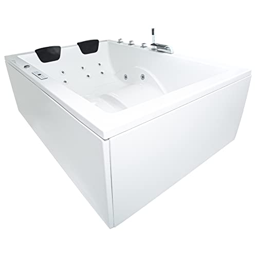 Basera® Classic Indoor Whirlpool Badewanne XXL Wave für 2 Personen mit 24...