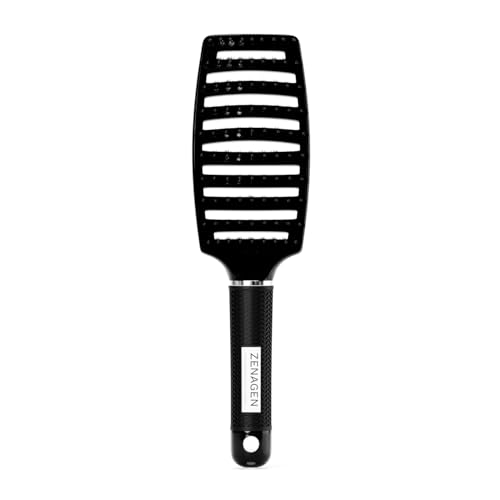 ZENAGEN Zen Brush (Black) | Gently Detangles Hair, Reduces Breakage, Enhances Scalp Stimulation, Lightweight Ergonomic Design, All Hair Types 1 ea