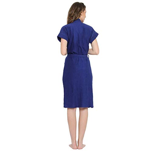 Image of bathrobes terry cotton free size bathrobe for women, bathsuit fit up to 42 inches chest size ladies - Rich Blue bathrobe