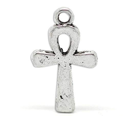 PEPPERLONELY 25pc Antiqued Silver Alloy Ankh Egypt Cross Charms Pendants 22x13mm (7/8"x 4/8")