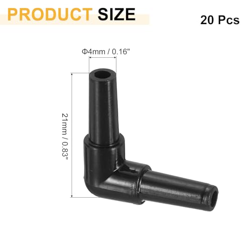 Image of uxcell 20Pcs Aquarium Air Valve Connector, Plastic Inline Tubing L-Shaped Non-Return Valves for 4mm ID Airline Tubing Fish Tank Pond Air Line, Black
