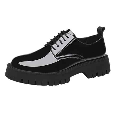 Men's Leather Oxfords Shoes Lace Up Patent Leather Loafers for Weddings, Banquets, and Office Work