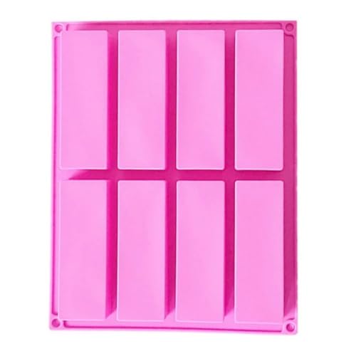 Stampo da forno in silicone, 8 cavità, stampo rettangolare per pagnotta, strumento per budino e burro (rosa)