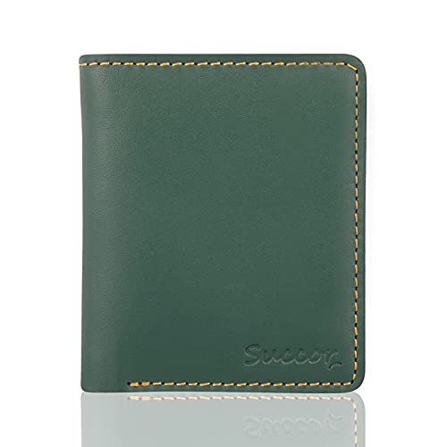 succor Credit-Card-Holder-for-Men-Women-Leather-Slim-Wallet-Purse-ATM-Card-Holder-Genuine-RFID-Protected-Premium-Minimalist-Bifold-Purse-Gift-for-Men (Green)-picture-36