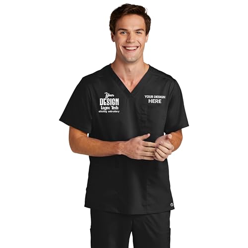 Custom Scrubs for Women and Men, Unisex V-Neck Top, Female and Male Scrubs, Nursing Scrubs with Pockets