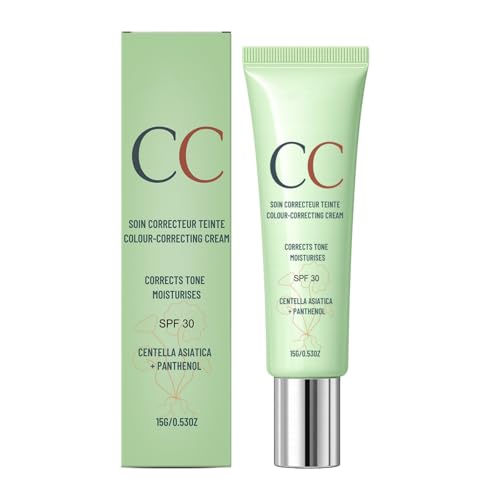 Image of CC Red Correct Cream with Centella Asiatica & SPF 30 | Anti-Redness Green Color Correcting Foundation & Lightweight Tinted Moisturiser | Light Coverage, Hydrated Skin, Suitable for All Skin Types