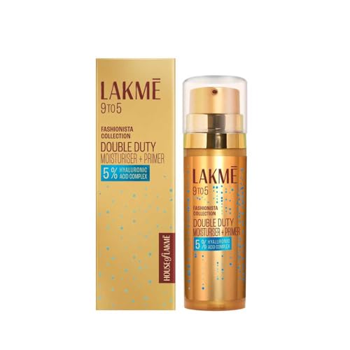 LAKME 9to5, Double Duty Moisturiser + Primer, 30g, for Long-Lasting Makeup and Hydrated Skin, with 5% Hyaluronic Acid Complex, Blurs Pores, Non-Sticky Formula