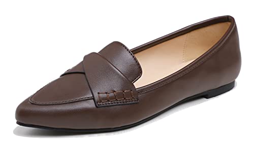 Image of FEVERSOLE Women's Loafer Flat Pointed Fashion Slip On Comfort Driving Office Shoes