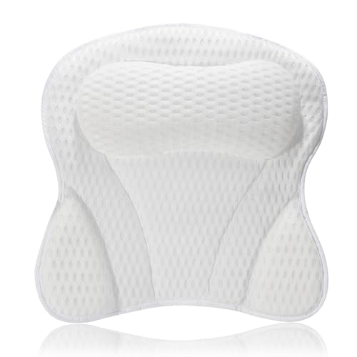 Coussin de Baignoire Anti-Dérapant, Oreiller de Bain avec 6 Ventouses - Support Tête et Cou Confortable, Maillage 4D Respirant pour Spa, Jacuzzi