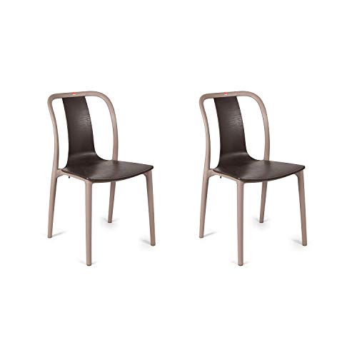 Image of CELLO Cheer Chair Set Pack of 2 - Brown, Grey | Strong and Durable | Easy to Clean | Chair for Living Room, Bed Room, Kitchen, Office Room, Outdoor | 3 Years Warranty