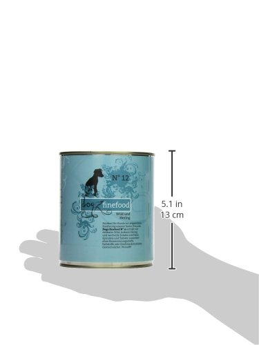 dogz finefood Hundefutter nass - N° 12 Wild & Hering - Feinkost Nassfutter für Hunde & Welpen - getreidefrei & zuckerfrei - hoher Fleischanteil, 6 x 800 g Dose