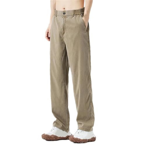 Men's Summer Thin Jeans Loose Fit Straight Leg Elastic Waist Korean Style Casual Denim Trousers