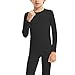 Towintec Boys Thermal Compression Shirts –Youth Fleece Lined Long Sleeve Shirt Soft Warm Underwear Crewneck Winter Cold Weather Base Layer Athletic Undershirt for Football Baseball(Black,L)