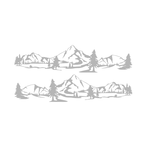 Image of 59 inch Mountain Forest Graphic Car Sticker for SUV Off-Road Truck Camper Transporter Decoration Body Side Door Universal Waterproof Vinyl Decal Accessories (2PCS) (Gray)