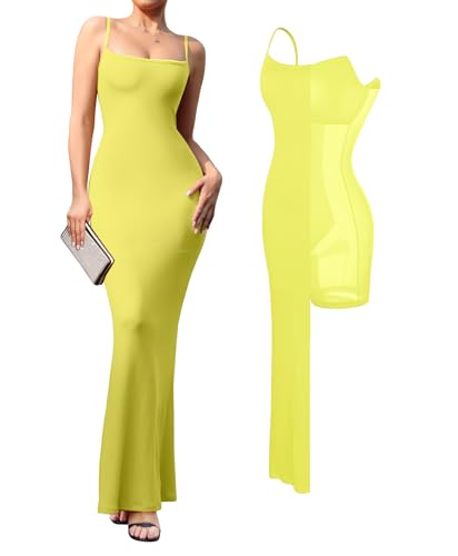 Popilush Yellow Formal Dress Maxi Dress Built in Bra Summer
