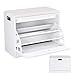 Produktbild Homfa Schuhbank Schuhschrank Schuhregal Sitzbank Schuhtruhe Sitzkommode mit Sitzkissen Sitzfläche Stauraum Holz weiß 60x29.5x50.5cm