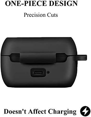 Silicone Case Compatible with Jabra Elite Active 85t Shockproof Protective Earbuds Cover with Carabiner Accessories(Black)