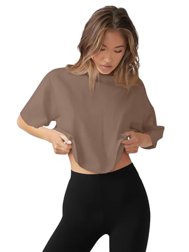 LASLULU Womens Cotton Short Sleeve Workout Shirts Loose Fit Crop Tops Yoga Gym Tee Casual Athletic Running T-Shirts2