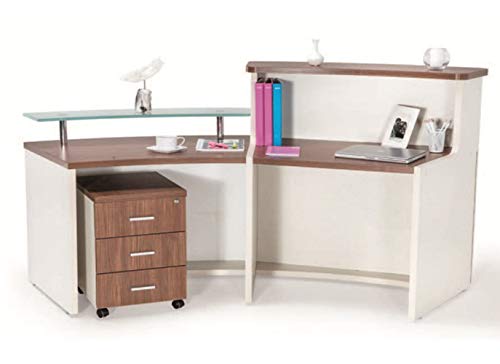 image for UGOS Modern Floating Glass Top Reception Desk w/Transaction Counter & 