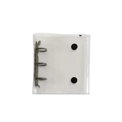 A8サイズ PVC クリア シール 収納 ファイル 貼り絵 帳 ノート ポケット サイズ 多機能 3リング バインダー カード 整理 ギフト 手帳 携帯 便利 コンパクト デザイン (ブラック)