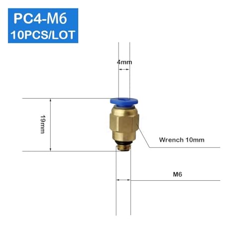 Conectores neumáticos PC4-M6 de liberación rápida de un toque para tubo de 4 mm 4