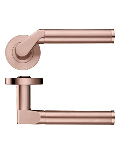 Stanza Venus Lever Handle on Round Rose, Premium Tuscan Rose Gold Finish