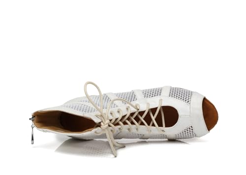 Image of Dance Practice Shoes for Women Mesh Ballroom Sandals Heels Party Prom Ankle Booties with Zip