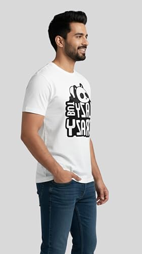 Image of Men's Cotton T-Shirt, Character-Inspired Lazy But Crazy Text T-Shirt Printed for Men and Boys, Round Neck, Half Sleeve, Regular Fit