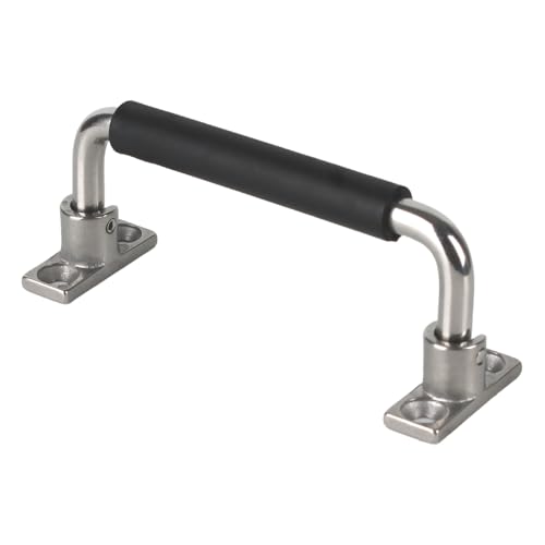 Image of 304 Stainless Steel Folding Handle 90 Degree Folding Solid Pull with Rubber, Electric Cabinet Pull Industrial Cabinet Handle, Toolbox Handle (Four Hole, Hole Center 4.72 in)